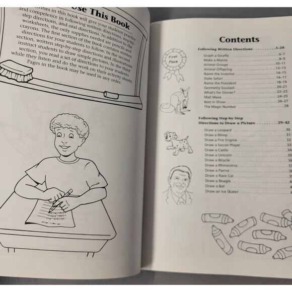 Following Directions Grades 5-6 Workbook Linda Schwartz Skill Building PB Book - Picture 3 of 16